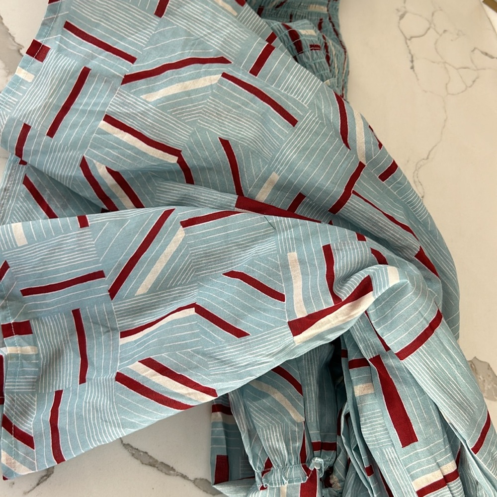 Tuckernuck Flutter Smocked Ruffle Maxi Dress Blue Red Color womens Size Medium - Picture 12 of 13